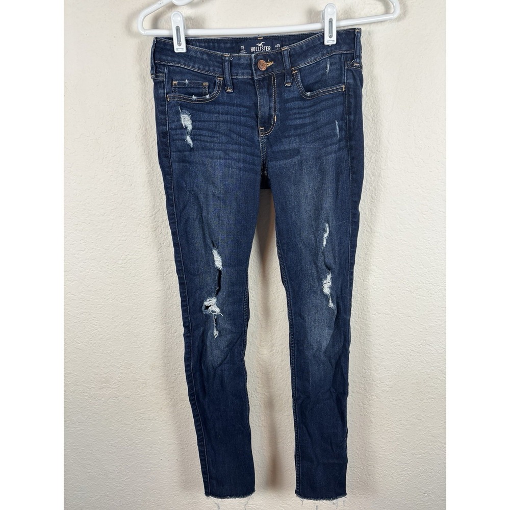 Hollister Womens Jeans Sz 1S Blue Dark 25x28 Low Rise Super Skinny Excellent